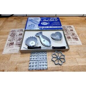 Vtg Handi Hostess Kit Jumbo Deep Fry Patty Molds w Instructions Fish Tart others